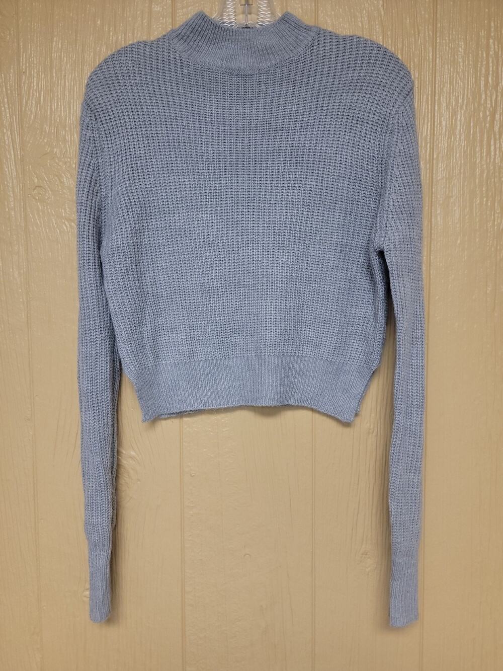 UK2LA Knit Cropped Sweater Womens Gray sz S Mock Neck